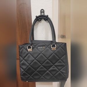 GUESS Quilted Black Fantine Girlfriend Satchel
